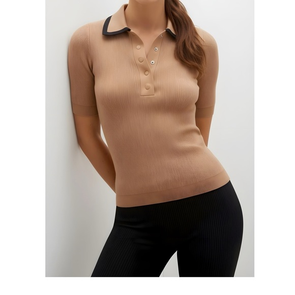 NAKEDCASHMERE Austria Ribbed Polo, Bare Black, XS - Picture 1 of 13